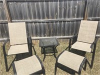 brown patio set-2 adjustable backs-2 foot seat