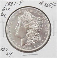 1881-P Morgan Silver Dollar Coin BU