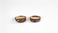 Two English antique gold and ruby rings