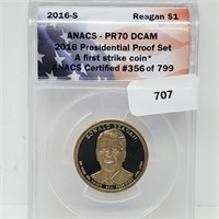 ANACS 2016-S PR70DCAM Reagan $1 Dollar