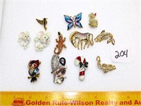 Group of Costume Jewelry - Pins
