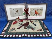 Cardinal pictures -6 placemats -hook light catcher