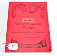 Adair County Kentucky Marriages Book 1869 thru