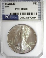 1992 Silver Eagle MS70 LISTS $1350