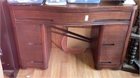 Vintage Wood Desk w/contents