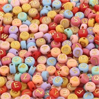 Song Xi 1200pcs Round Golden Letter Beads 4x7mm