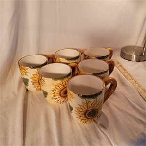 Set of 6 Sunflower Coffee Mugs