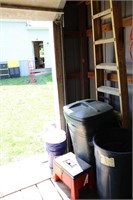 LADDER, TRASH CANS, CORNER LOT