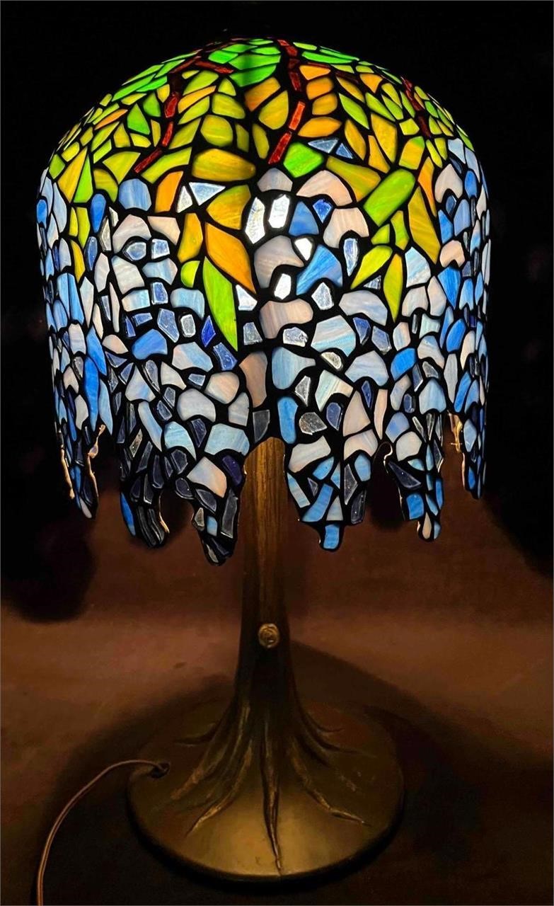 Tiffany Wisteria Style Tree Trunk Base Lamp