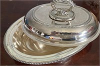 Silver serving dish with cover and removablehandle