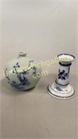 Asian Vase, Blue and White Candlestick