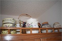 TOP OF CABINET ~ CANISTERS, BEAN POTS & BASKETS