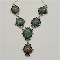 925 SILVER TURQUOISE NECKLACE 20" ADJUSTABLE