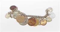 BRACELET with 14 WORLD COINS