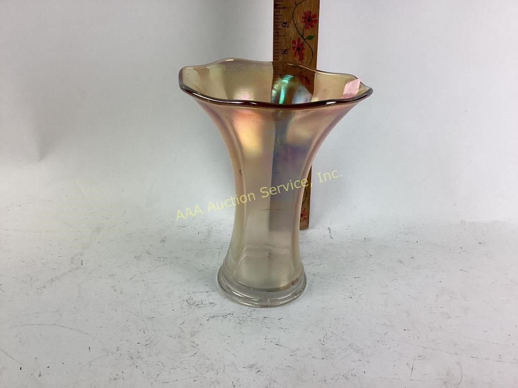 Imperial Marigold Carnival Glass Vase ~11