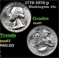 1776-1976-p Washington Quarter 25c Grades GEM++ Un