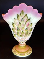 Gorgeous OOAK Fenton Burmese Hp Fan Vase By D