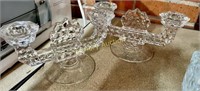 FOSTORIA AMERICAN CLEAR 2 LITE CANDLE HOLDERS