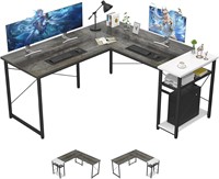 Ecoprsio L-Shaped Desk  Oak  with Storage Shelves