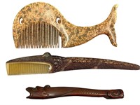 Unique Combs, Asian Carved Wooden Piece