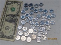 Roll 1963p Roosevelt Silver Dimes coins