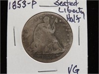 1853 P SEATED LIBERTY HALF DOLLAR 90%