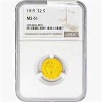 1915 $2.50 Gold Quarter Eagle NGC MS61