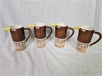 4 Smirnoff Hawk Shot Mugs 1970