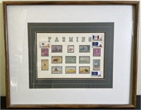 Framed ‘Farming’ US Stamp Collection