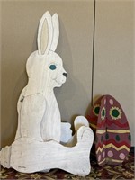 Wooden Easter Decor Rabbit & Egg Hand Painted
