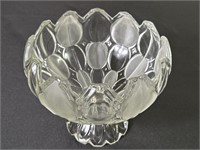 Frosted and Clear Glass Footed Serving Bowl 8in