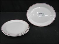 CASE DUDSON OVAL PLATTERS W BURGUNDY TRIM