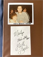 Autograph, Garth Brooks index card, and photo