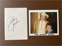 Autograph, Alan Jackson, index card and photo