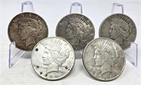 1927-D, (2) ’34, ’34-D, ’35 Silver Dollars VG-VF