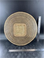 Hand woven central African grass basket 18.5" diam