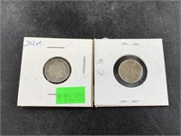 2 Silver coins: 1913 Barber dime, and 1931 Soviet