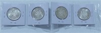 FOUR 1961-1964 CANADIAN 50 CENT COINS