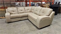 BEIGE LEATHER STYLE "L" SHAPED SECTIONAL