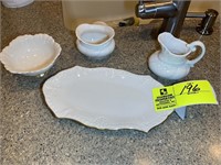 GROUP OF LENOX CREM AND SUGAR DISHES WITH TRAY