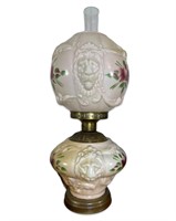 Vintage GWTW Glass Lion Bust Victorian type Lamp