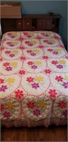 Colorful Full Size Floral Chenille Bedspread. Has
