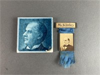 William McKinley 1896 Pin & Tile