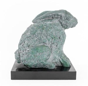 Green Molded Hardstone Seated Rabbit