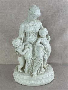 Parian Ware Woman and Two Children Statue