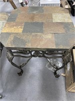 Stone Topped End Table 26"L x 26"W x 29"H