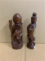 Set of Oriental Wooden Sculptures Rosewood