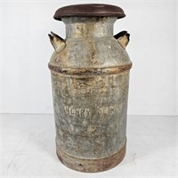 Vintage Galvanized Milk Can with Lid