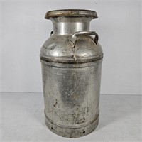 Vintage Galvanized Steel Milk Can with Lid