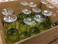 12 green wine glasses